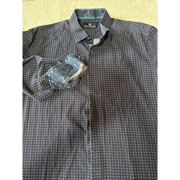 Luchiano Visconti Shirt Mens Casual Button Down Striped Long Sl Dark Blue Size L - Picture 5 of 7